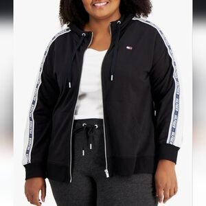 TH Zip-up Black Hoodie - Women's Plus Size 1X - Streetwear Utility Urban Cotton